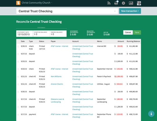 Church360 Ledger Reconciliation Mode