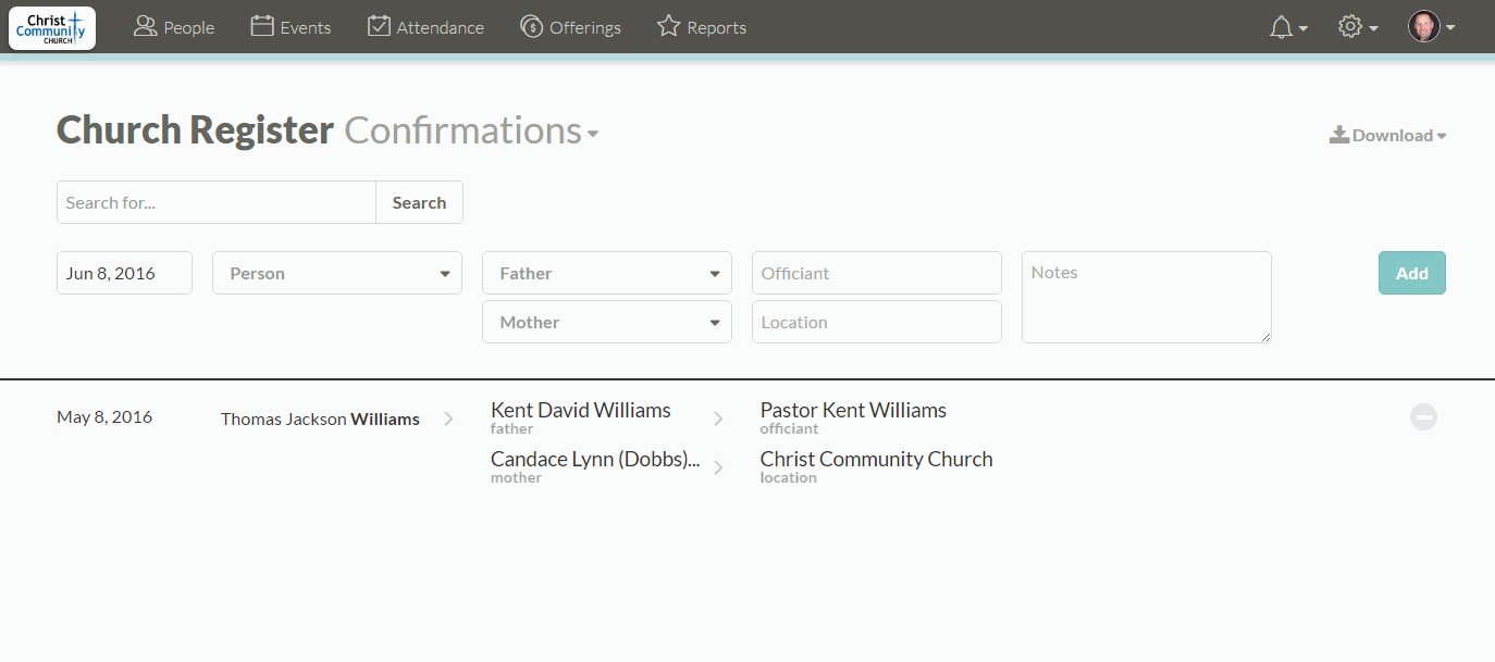 Recording Confirmations in the Church Register