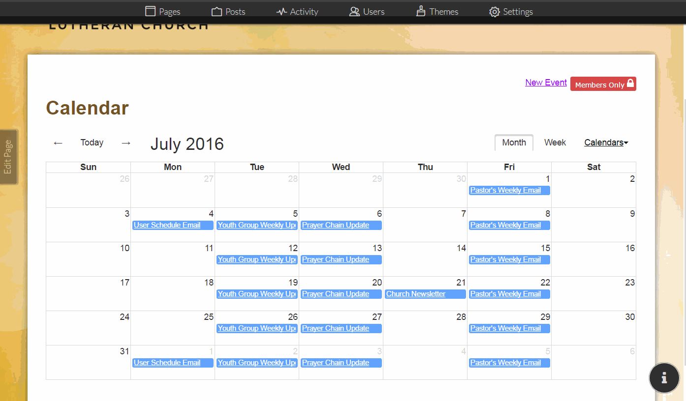 Email Communications Calendar