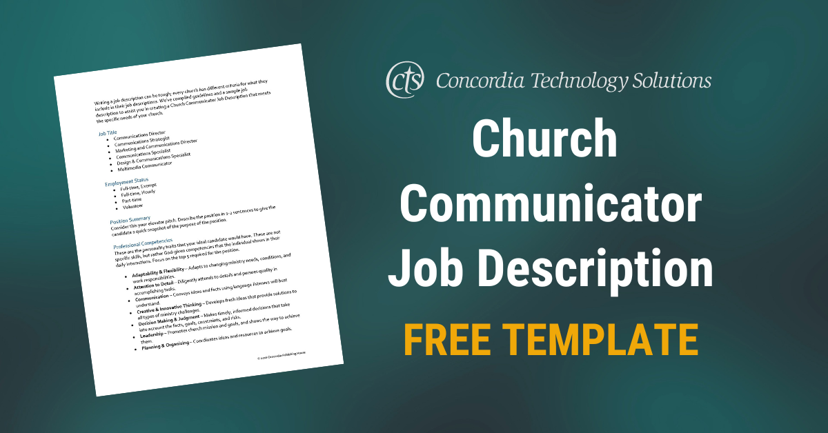 Church Communicator Job Description Template