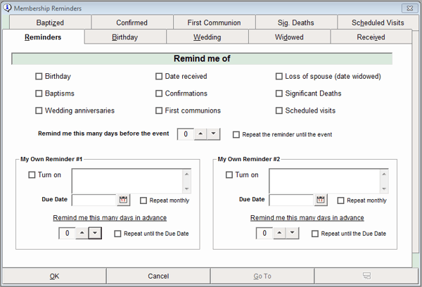Reminders Tool in Shepherd's Staff