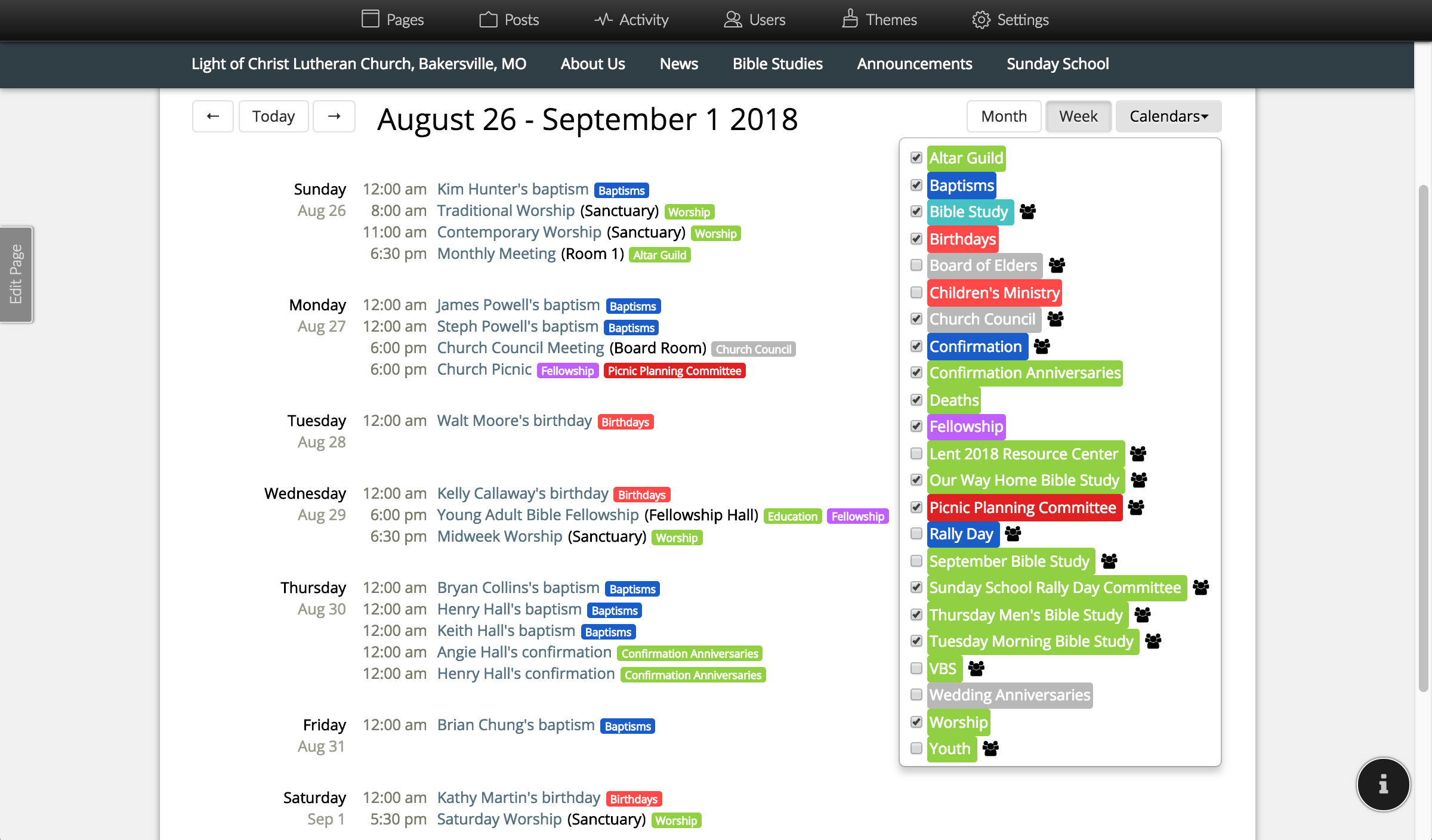 Screenshot Showing Events on Multiple Calendars