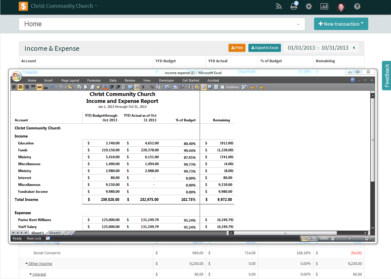 complete list of features church360 ledger church finance software